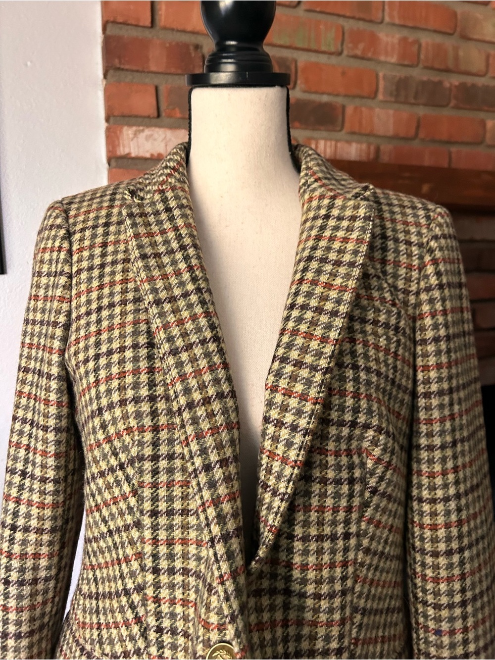 J. Crew Regent Blazer Houndstooth Plaid in Green Coral Multi Sz 6 - Picture 4 of 10